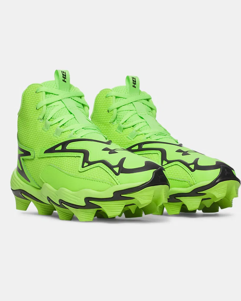Детские бейсбольные шиповки с амортизацией EVA UA Harper 11 RM Jr. UnderArmour, Hyper Green/Black — фото 4