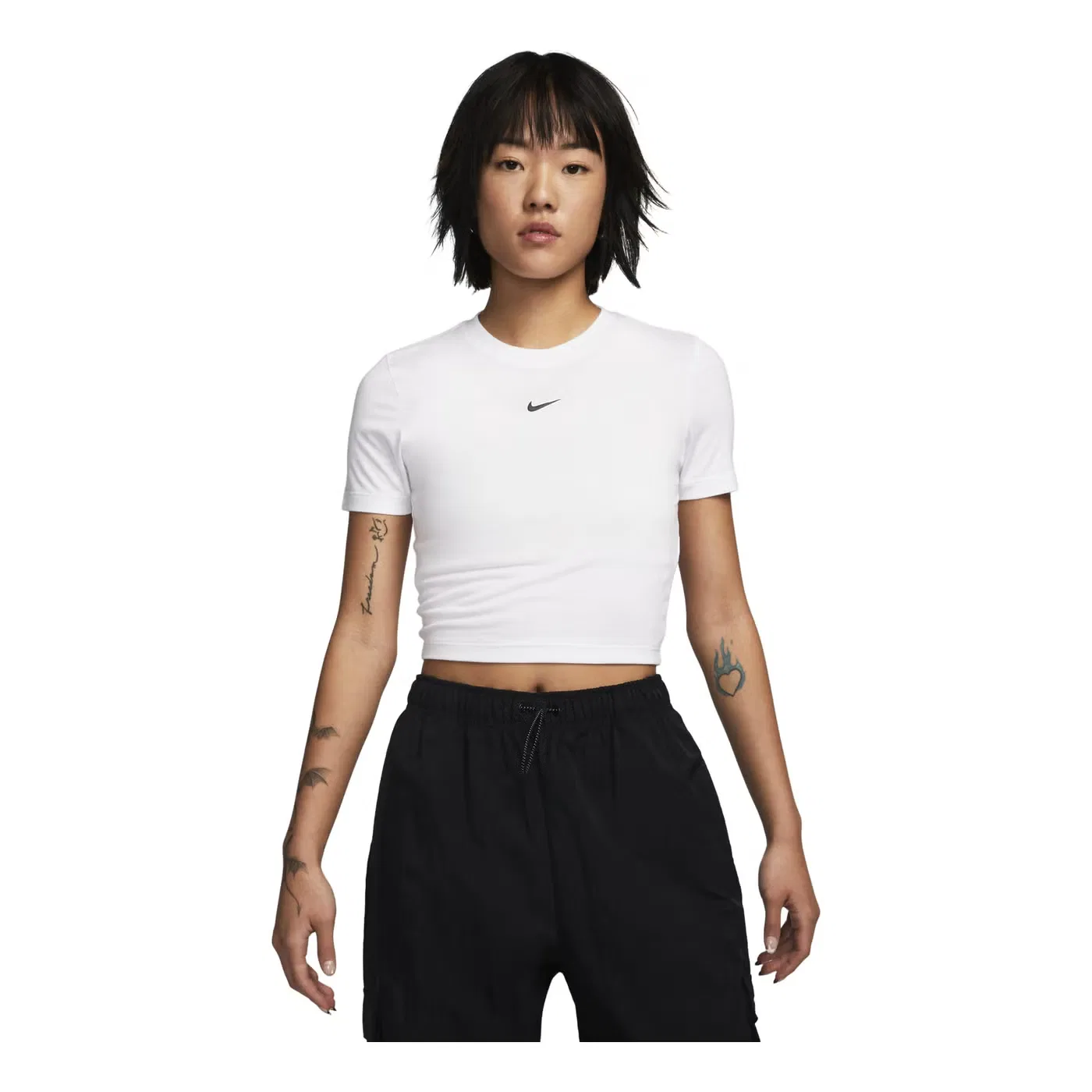 Футболка укороченная с принтом Sportswear Essential Nike, белая