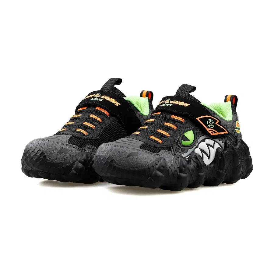 Детские спортивные кроссовки с подсветкой Skech-O-Saurus Lights Rapid-Dino Skechers, Черно-зеленый — фото 3