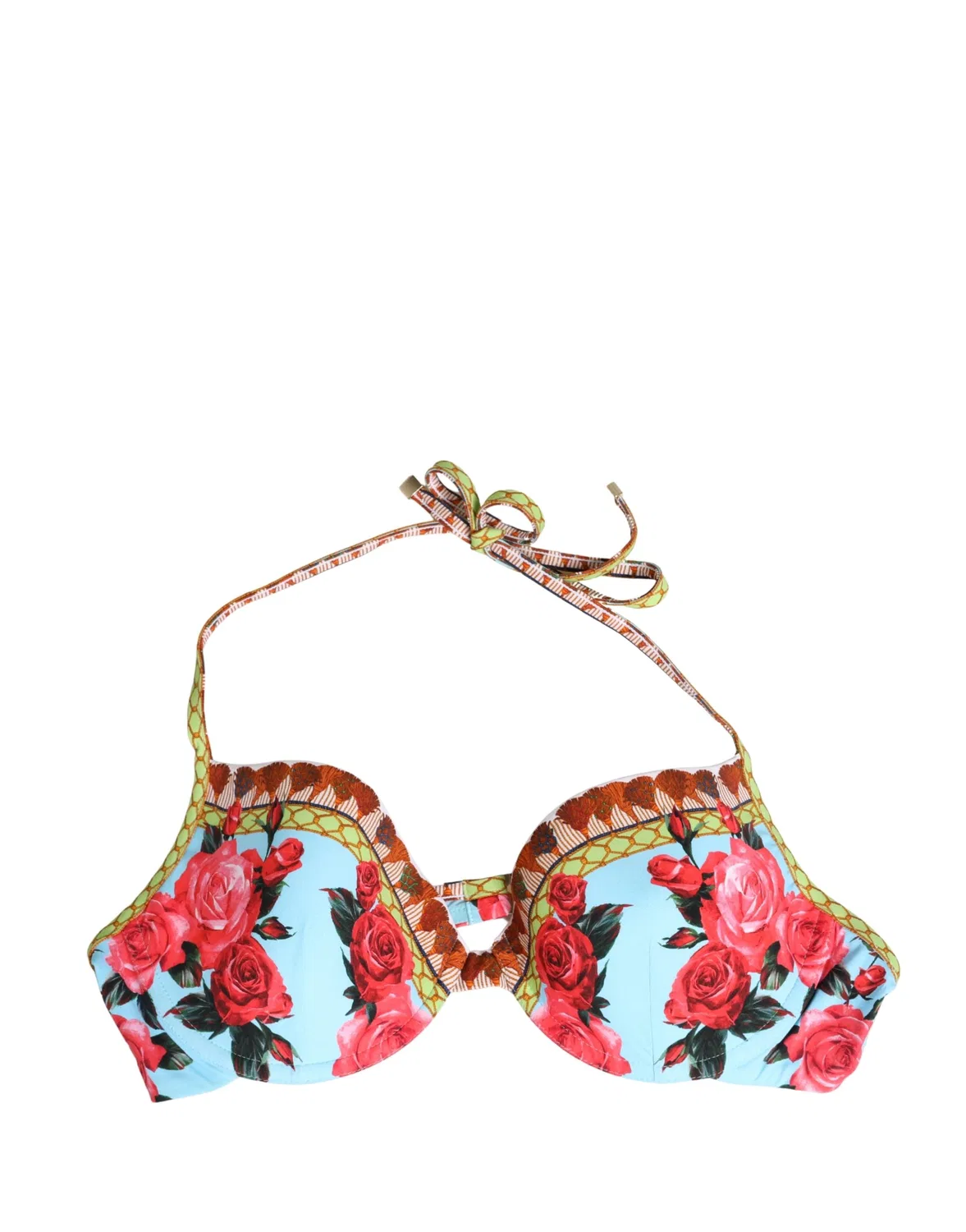 Женский топ бикини с цветочным принтом на завязках Multicolor Floral Print Halter Bikini Top Dolce & Gabbana, Multicolor — фото 4