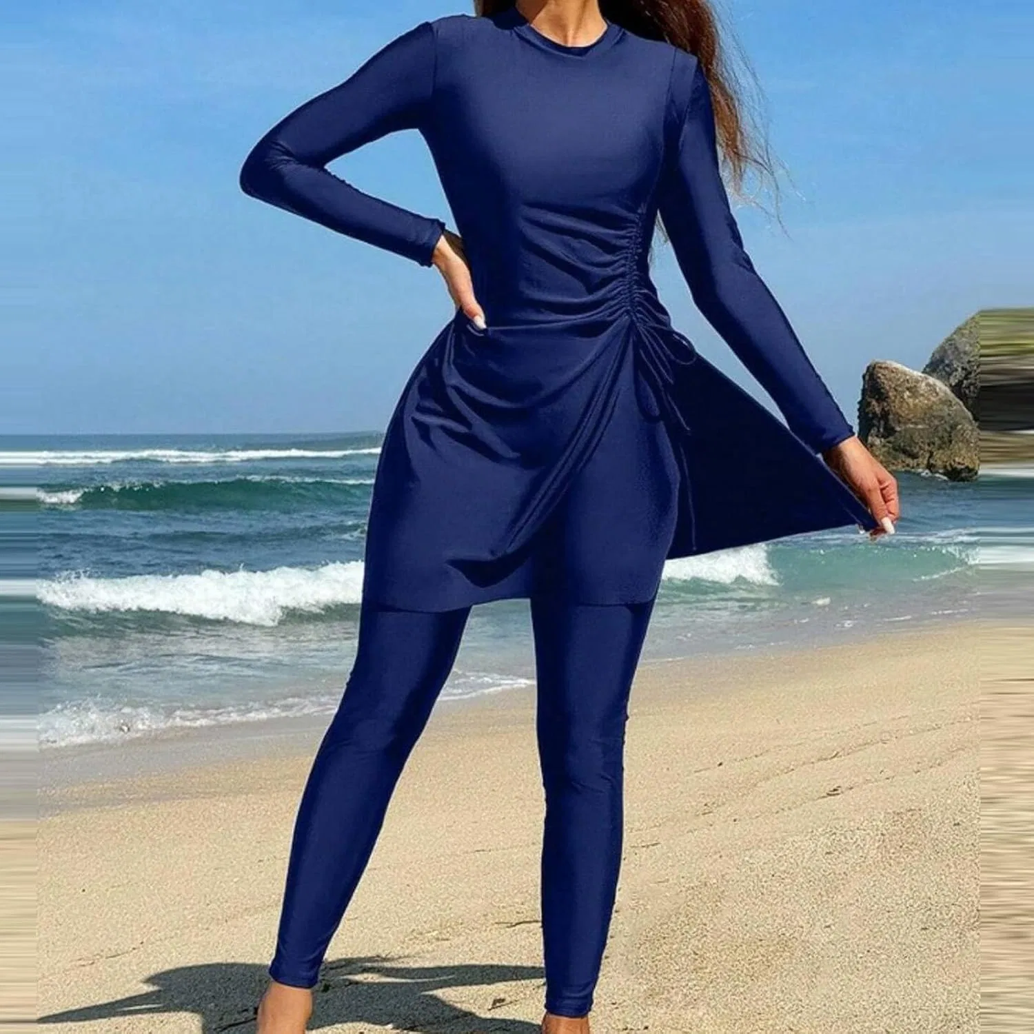 Женский купальный костюм с контролем живота Athletic Swimsuit, Navy — фото 2