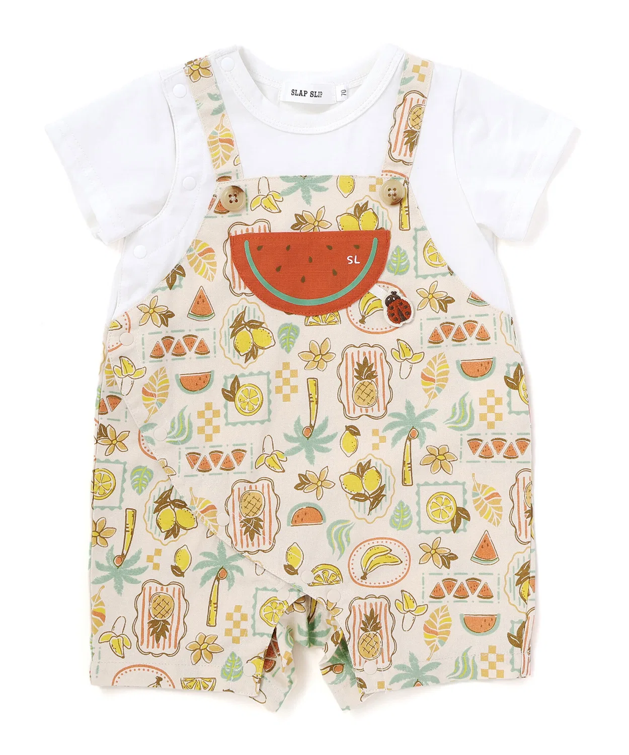 Детский комбинезон-боди с фруктовым принтом и карманами, модель Fruit Pocket SLAP SLIP BABY, Yellow — фото 3