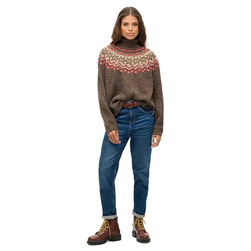 Свитер с высоким воротником Fairisle Superdry, коричневый — фото 4