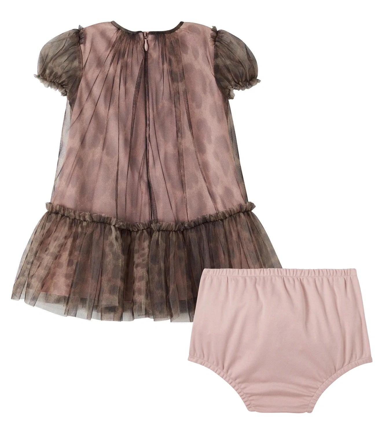 Детское платье из тюля с леопардовым принтом Dolce & Gabbana Kids, коричневый — фото 4