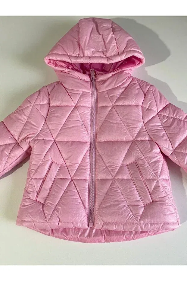 Детское пальто для девочек с капюшоном Midimod Gold, Pink
