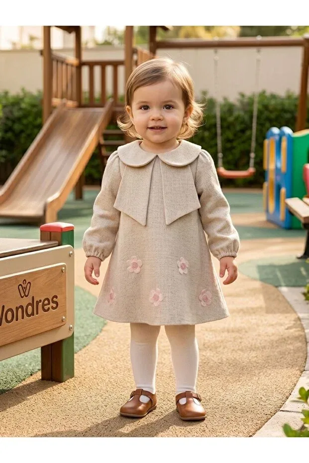 Детское платье для девочек с вышивкой Cherrys Bebek, Pink