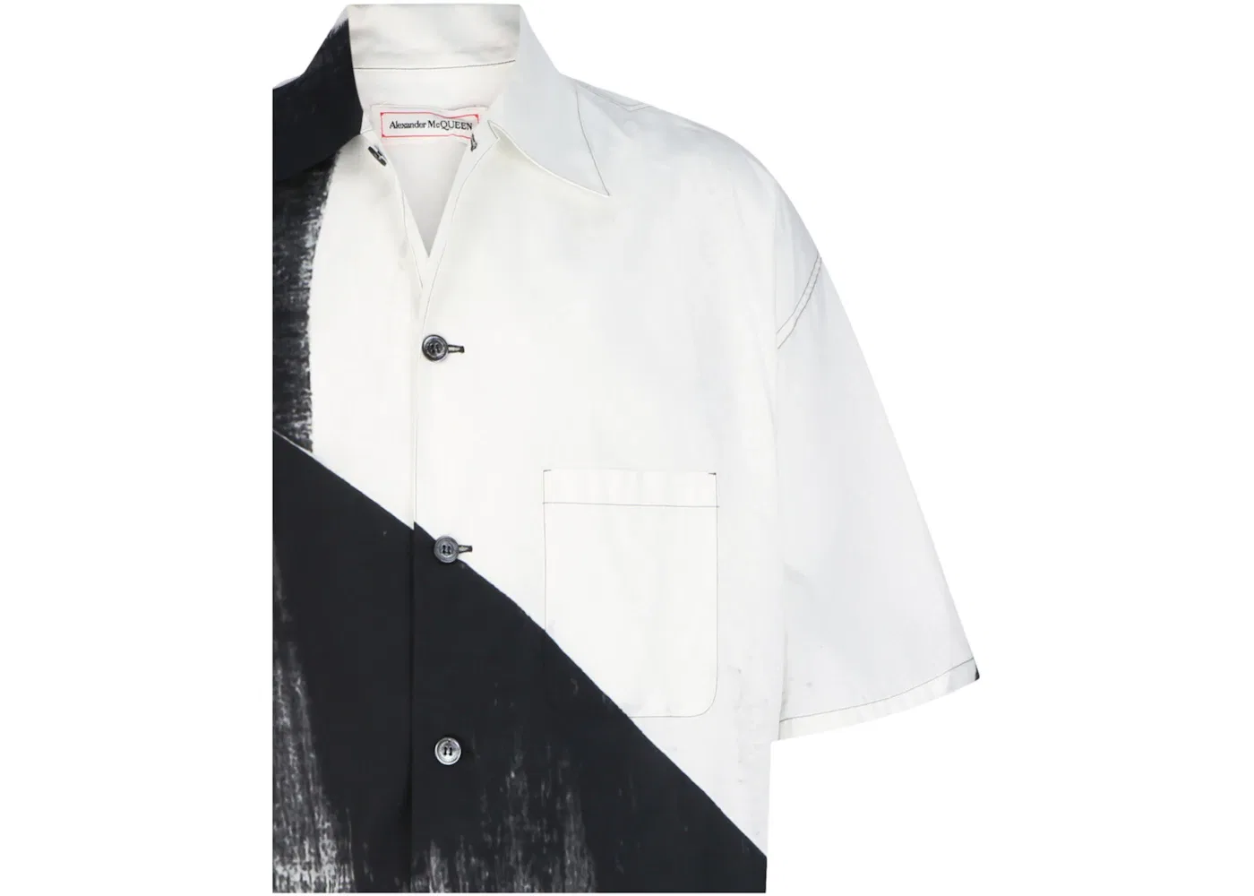 Мужская рубашка с принтом Brushstroke Alexander McQueen, Black White — фото 3