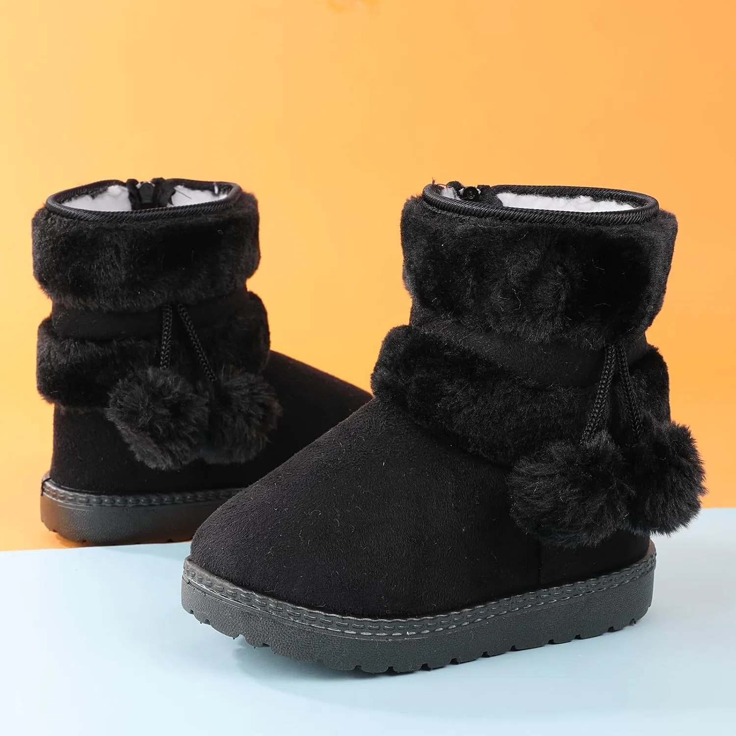 Детские зимние ботинки для девочек с флисовой подкладкой Hhhchpm, Black — фото 2
