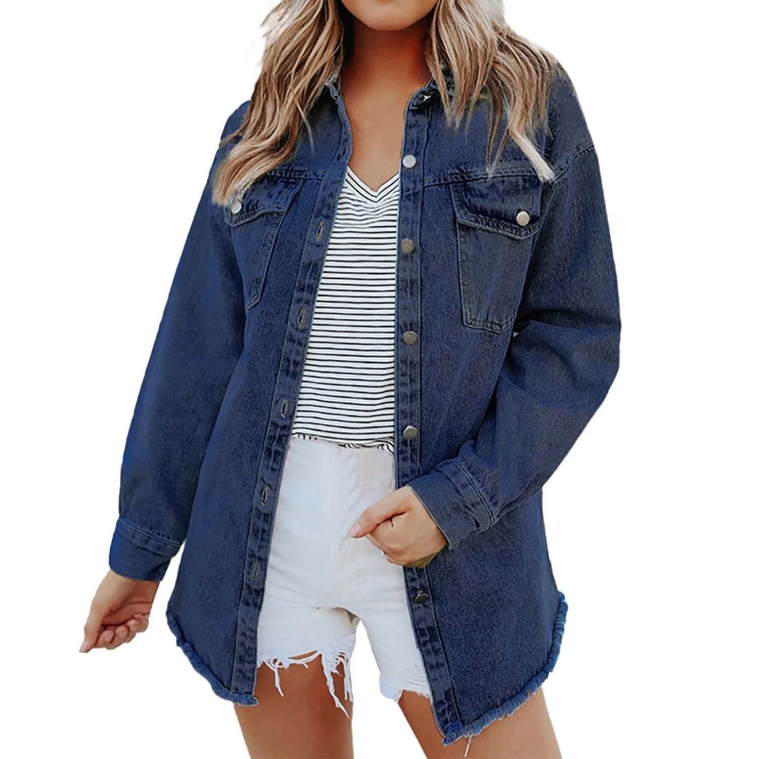 Женская джинсовая куртка удлиненная, Bu2 — фото 2