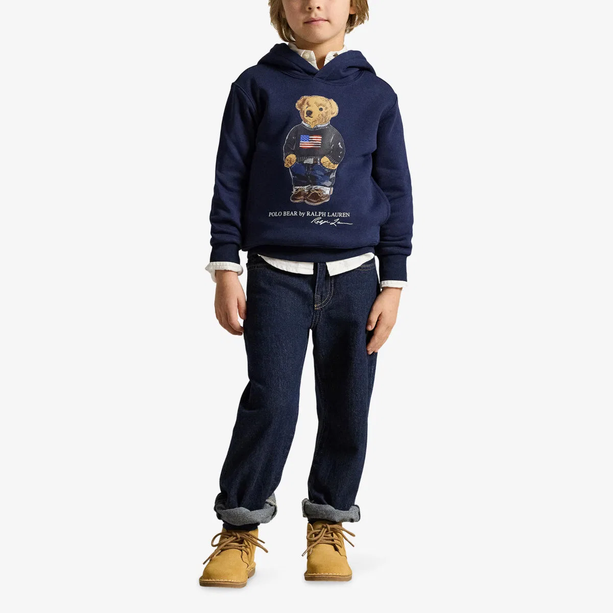 Детская хлопковая толстовка с капюшоном и принтом медведя Polo Ralph Lauren — фото 3