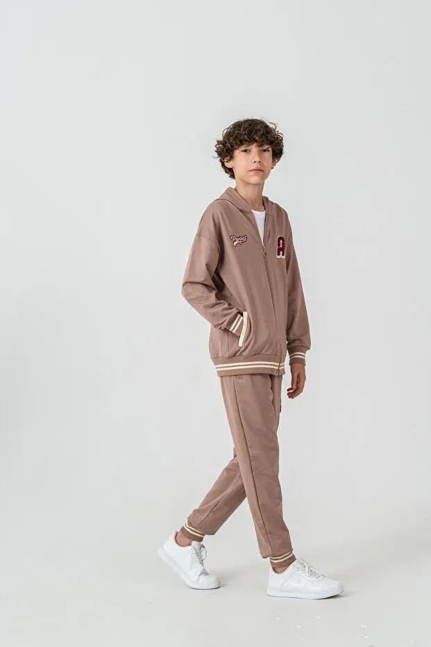 Детский спортивный комплект для мальчиков с принтом Mışıl Kids, Beige — фото 3