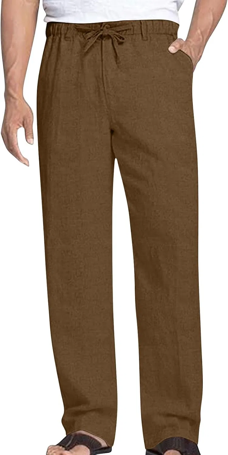 Мужские повседневные брюки прямого кроя с эластичным поясом, модель Casual Pants, коричневый