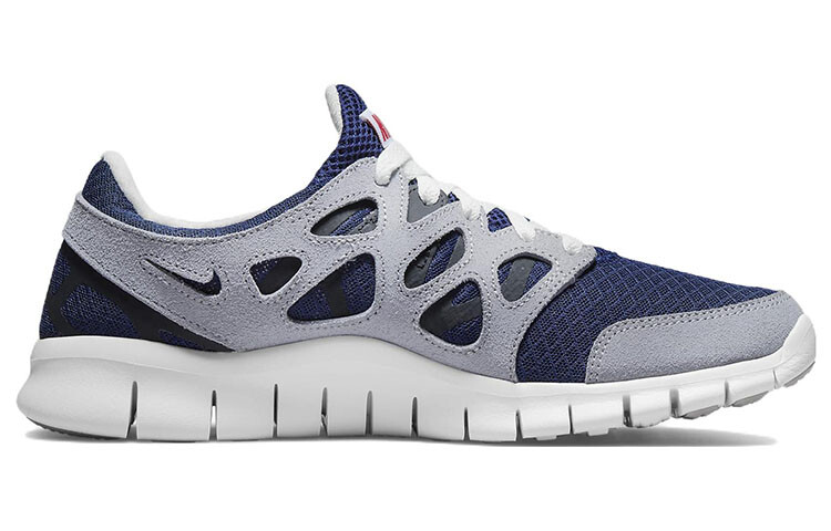 Кроссовки для бега Free Run 2.0 мужские с низким верхом, синие/серые Nike — фото 2