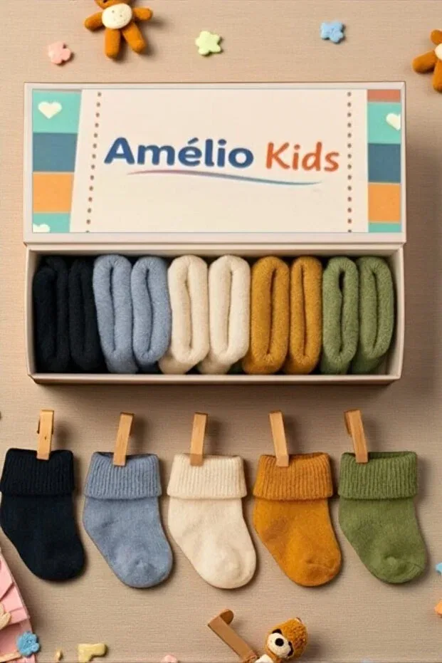 Детские носки для новорожденных хлопковые органические 5 шт Amélio Kids, Multicolor