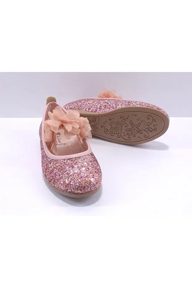 Детские балетки с текстурированным материалом Broken Glass Babet Kidimo, Pink — фото 3