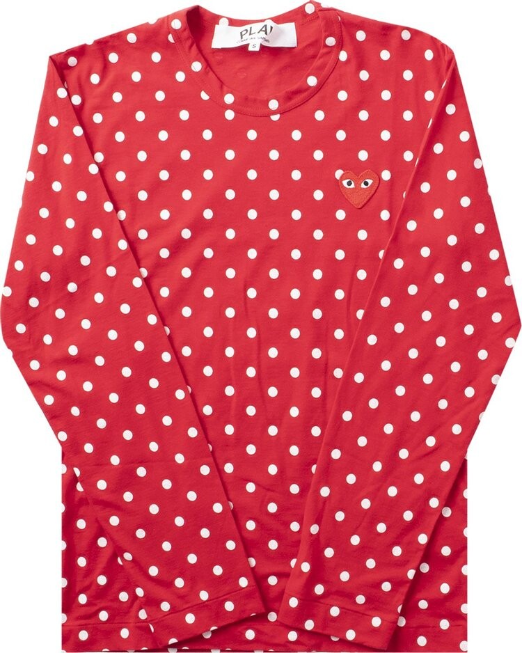 

Футболка Comme des Garçons PLAY Polka Dot Heart Logo Long-Sleeve T-Shirt 'Red/White', красный