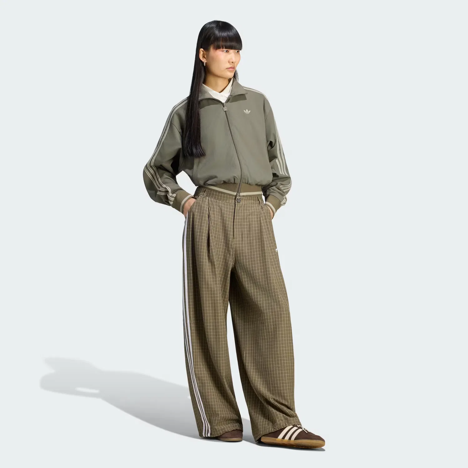 Женская олимпийка свободного кроя Firebird Track Top Adidas Originals, Branch/Серебристая Галька — фото 3