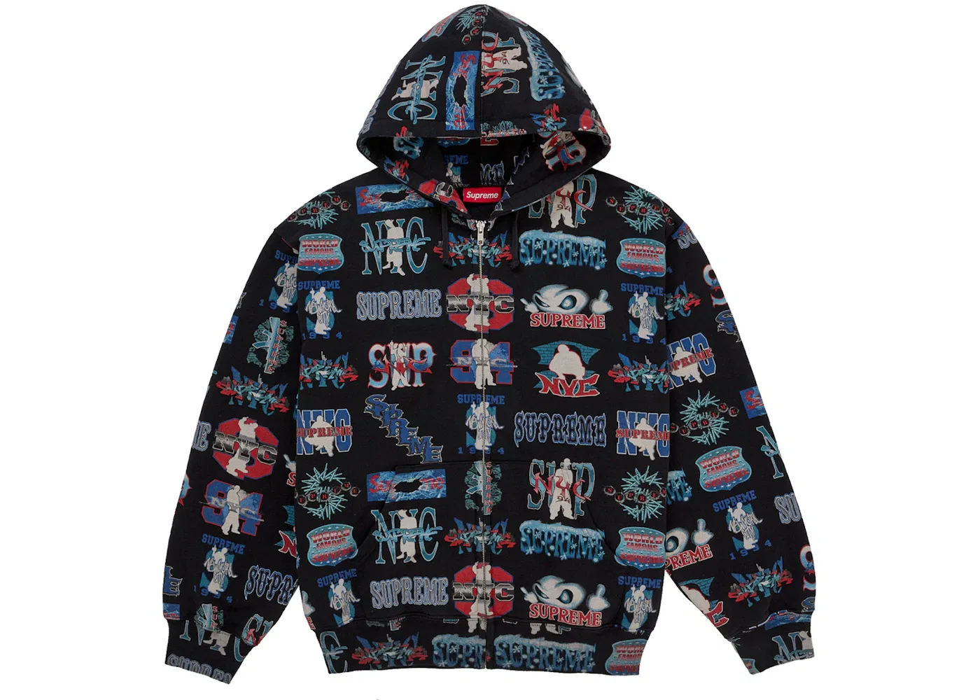 Мужская худи на молнии Supreme Flash Zip Up Hooded Sweatshirt Supreme, Black