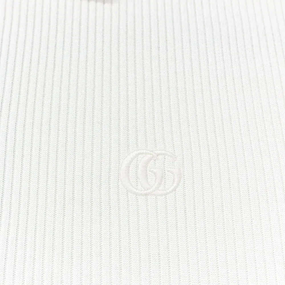 Женский укороченный топ с поло-воротником, GUCCI, White — фото 4