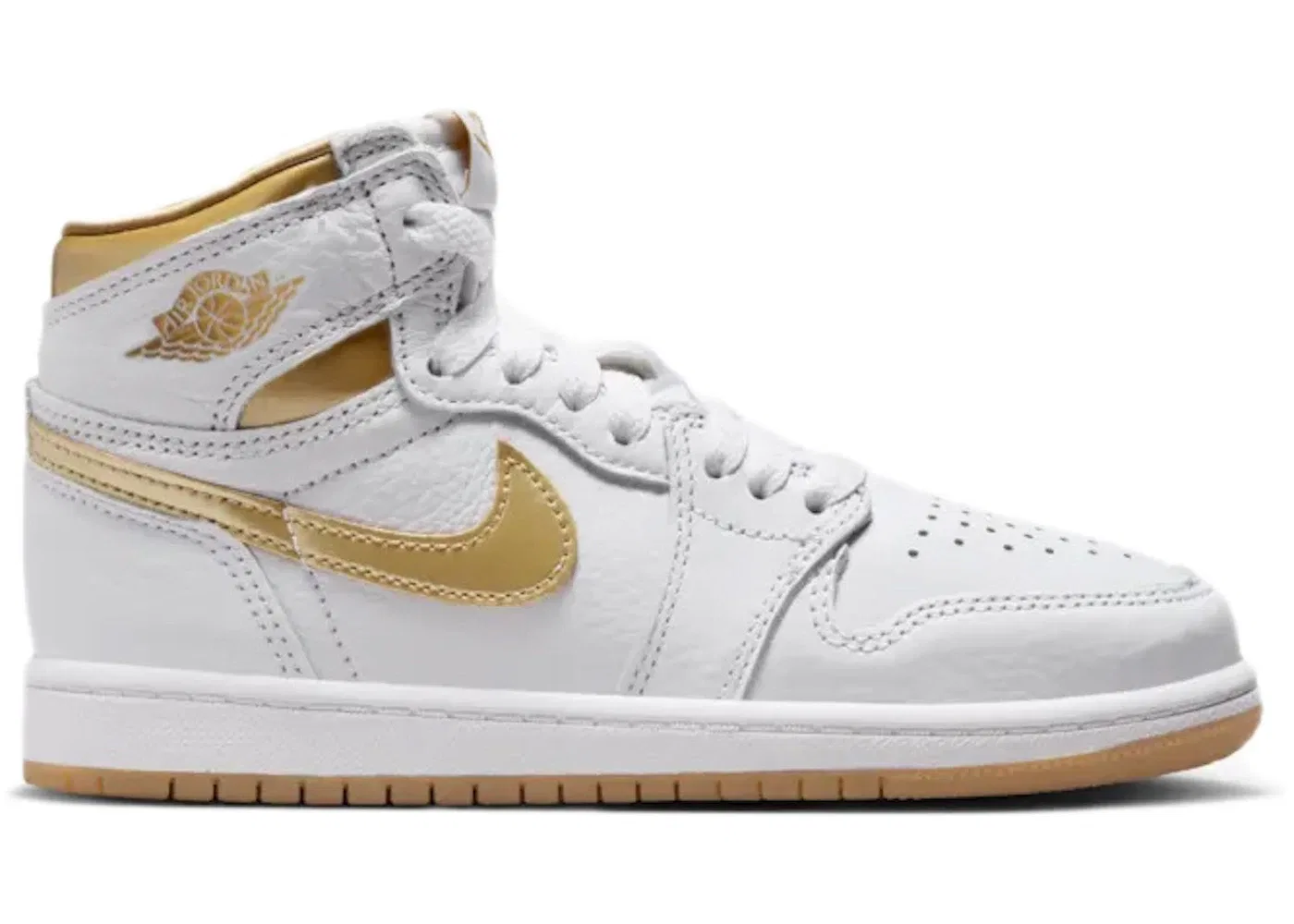 Детские кроссовки Lifestyle Jordan 1 Retro High OG Jordan, White/Metallic Gold/Gum Light Brown