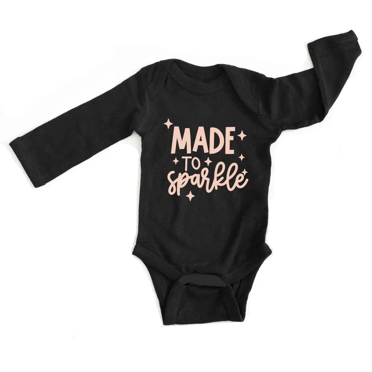 Детский боди с длинным рукавом Made To Sparkle The Juniper Shop, Black