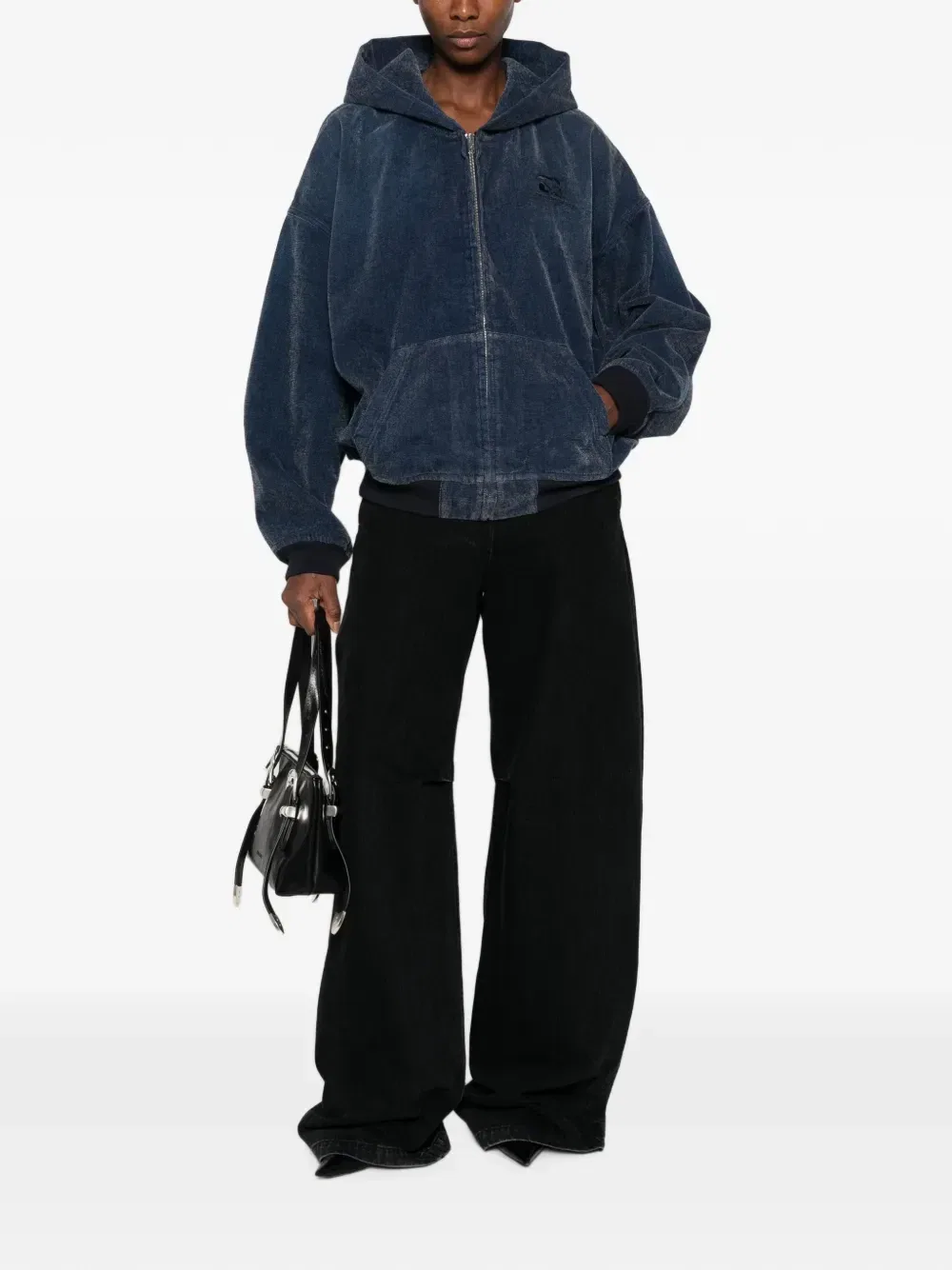 Джинсовая куртка с капюшоном и вышитым логотипом Alexander Wang, синий — фото 2