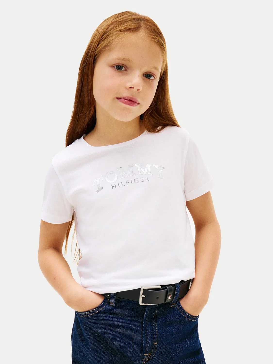Футболка стандартного кроя для девочки Foil Tommy Hilfiger, белый