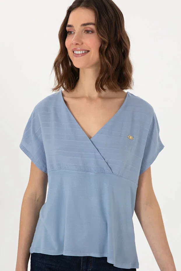 Женская блуза с V-образным вырезом U.S. Polo Assn., Blue — фото 3