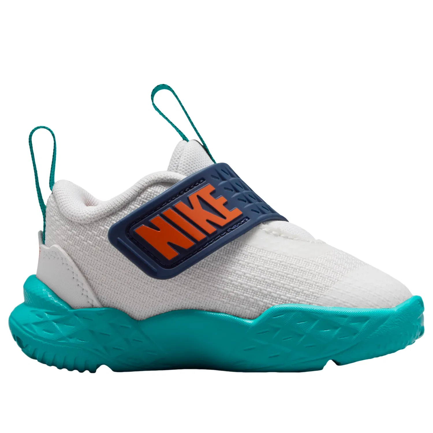 Детские кроссовки с сетчатым верхом Team Hustle D 12 'White Midnight Navy' Nike, Summit White/Energy/Midnight Navy/Safety Orange — фото 2
