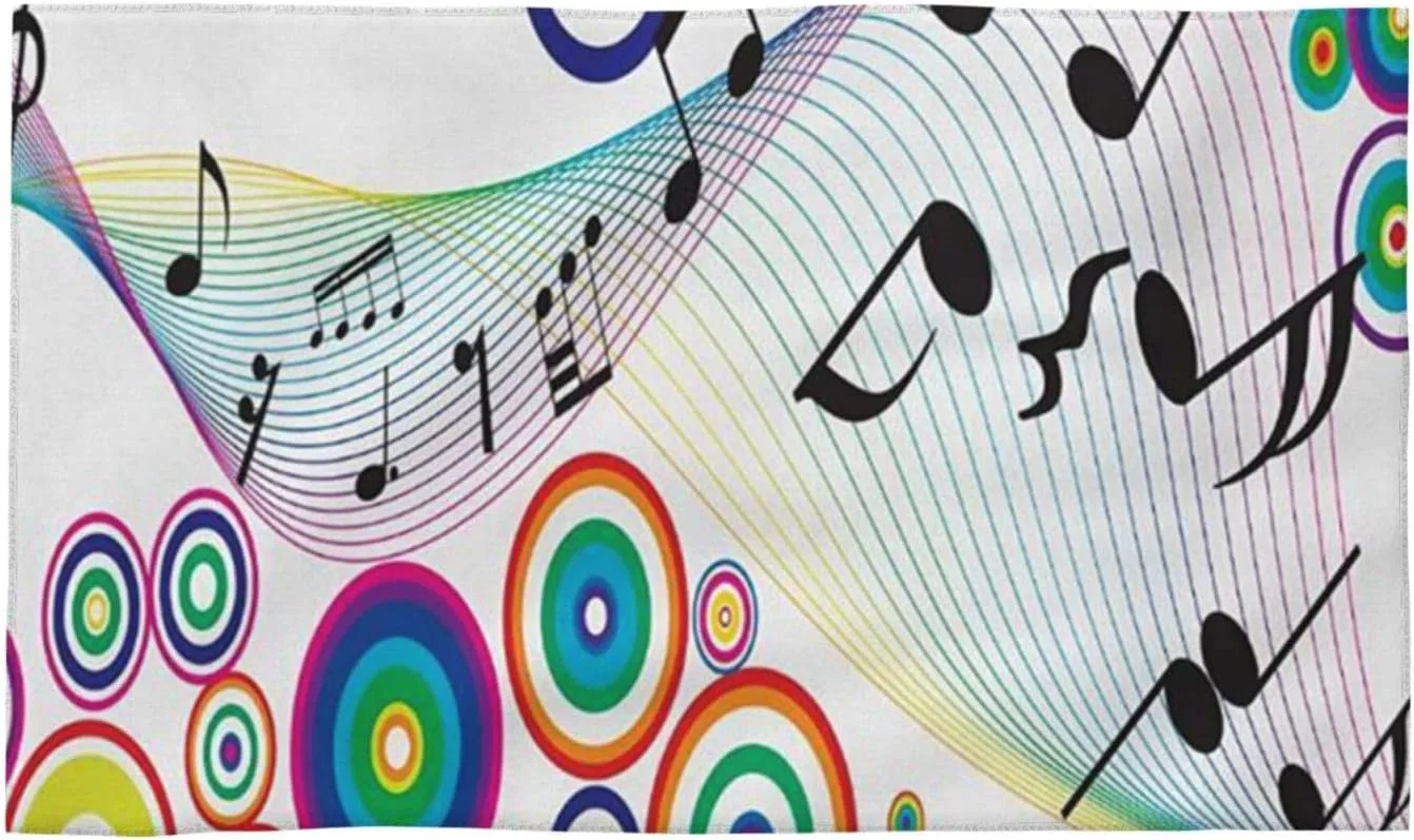Полотенце для лица Rainbow Musical Notes, PEIXEN, 27.5x16 дюймов