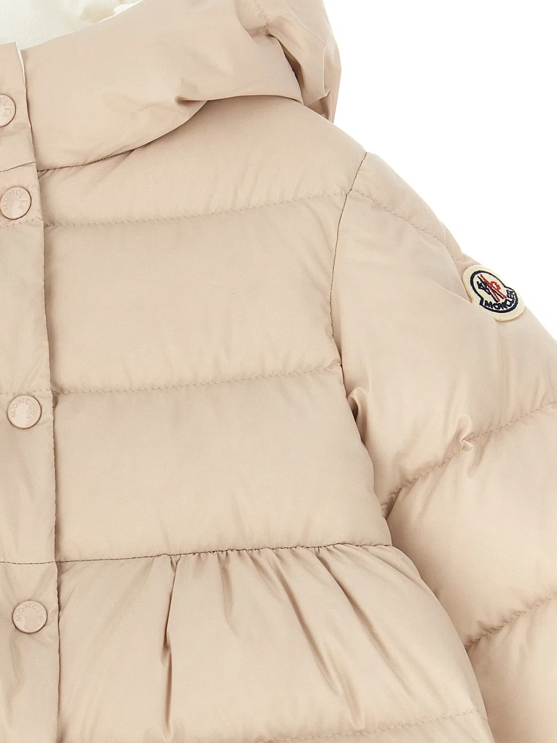 Пуховик Charlotte Moncler Enfant, бежевый — фото 3