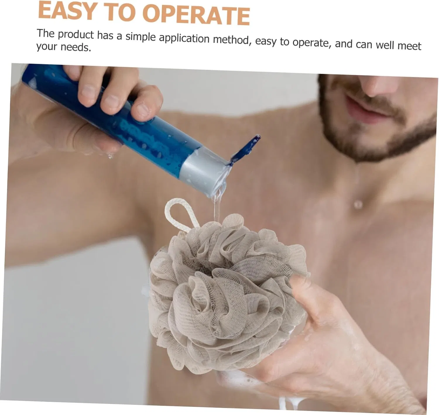 Мочалка для душа Shower Sponge, 6 шт, PE, ARTSEWPLY, Khaki — фото 3
