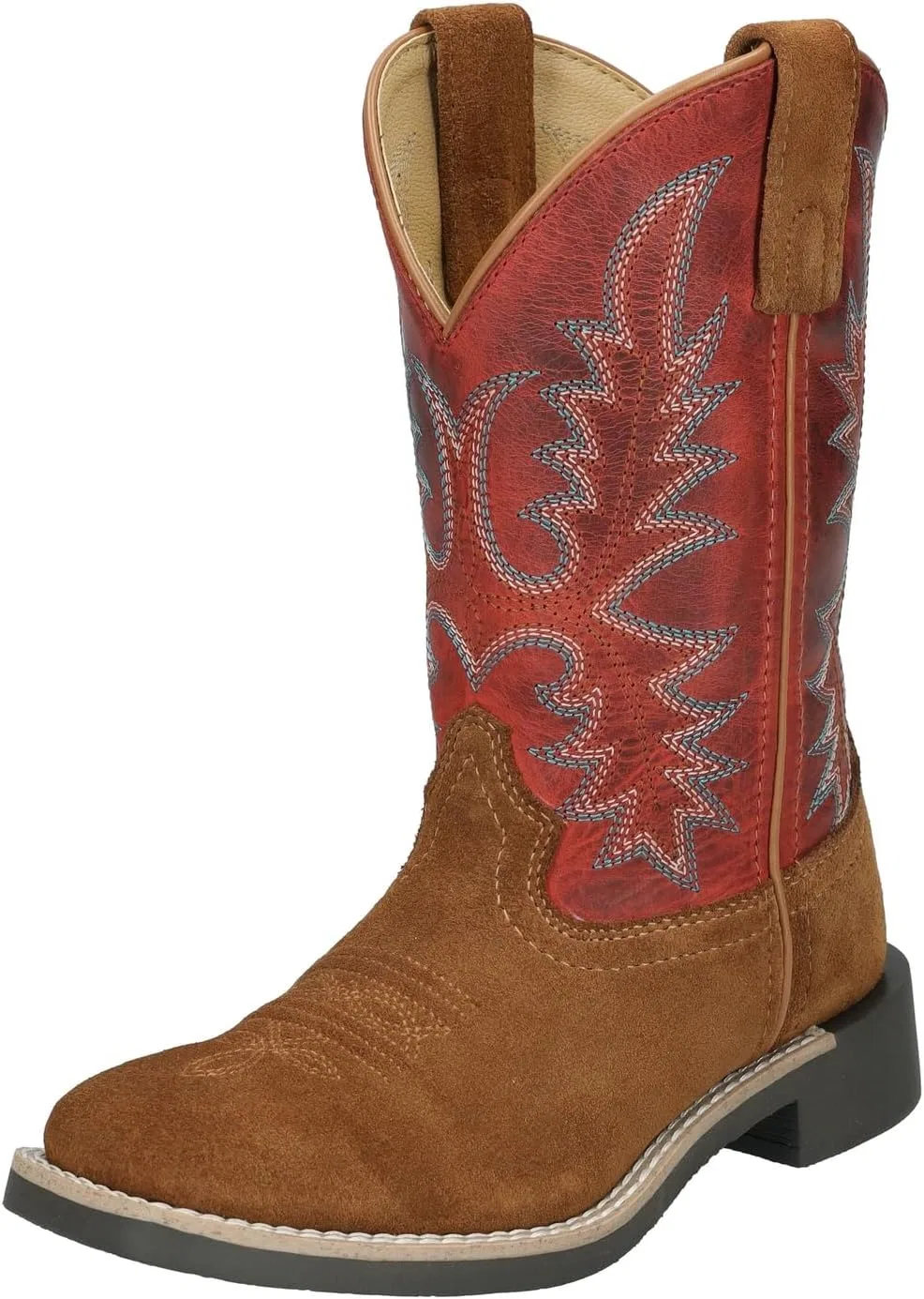 Детские ботинки для мальчиков с квадратным носком из кожи Briscoe Smoky Mountain Boots, Tan/Red Crackle