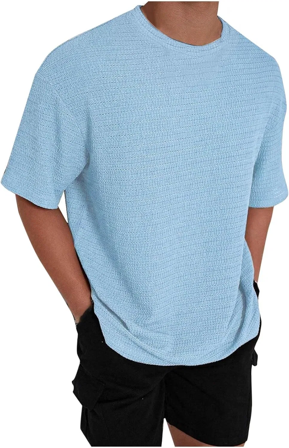 Мужская футболка свободного кроя с коротким рукавом, Light Blue