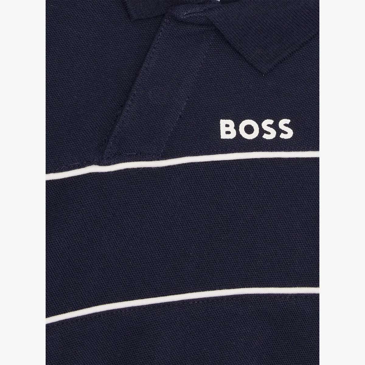 Комбинезон из эластичного хлопка с фирменным принтом, размер 3-9 месяцев Boss, темно-синий — фото 2