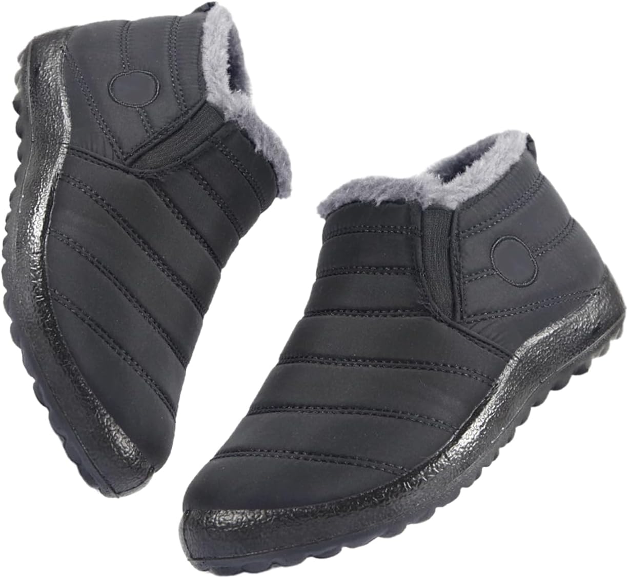 

Женские зимние теплые ботинки с меховой подкладкой, водонепроницаемые, без застежек, нескользящие, легкие и удобные, для прогулок на открытом воздухе Generic, черный