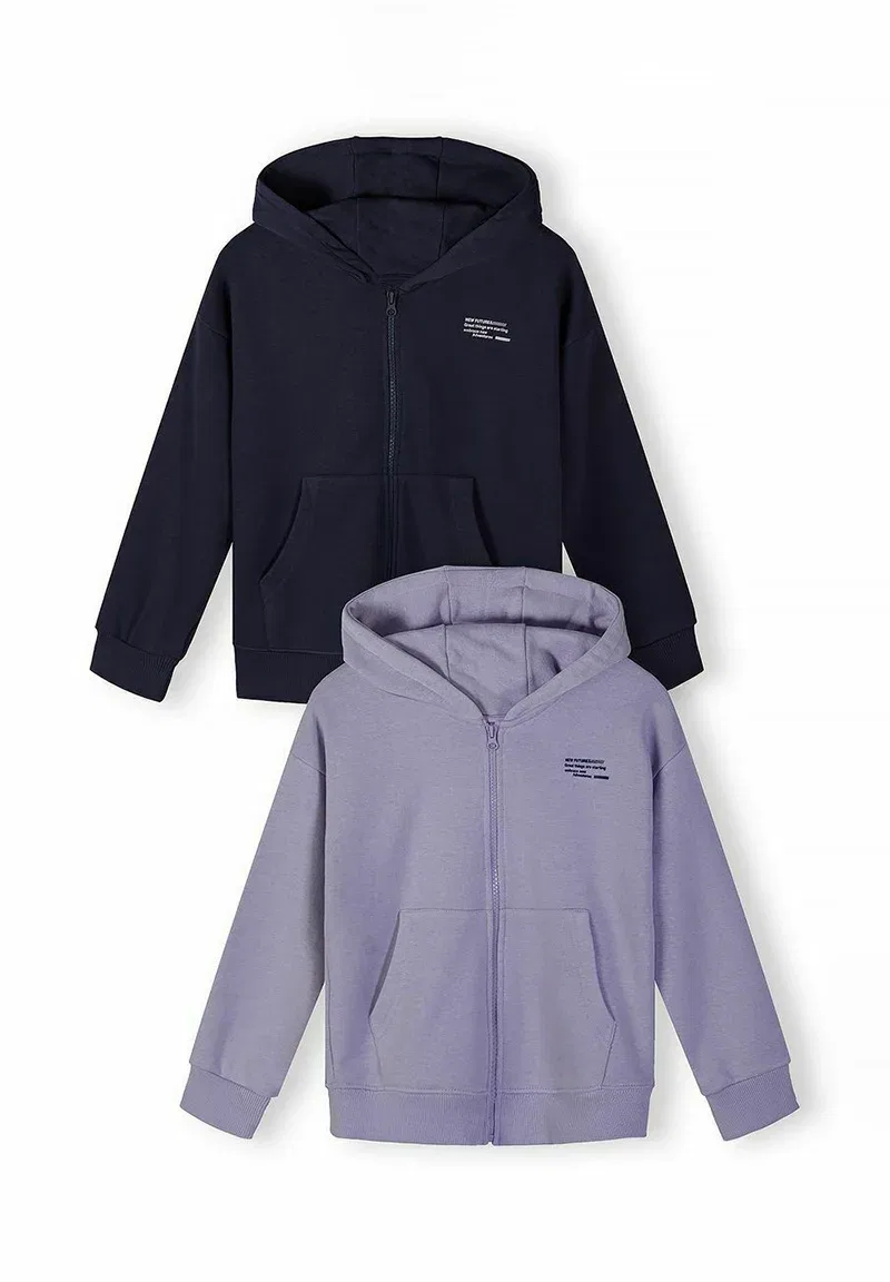 Комплект из 2 толстовок с капюшоном и застежкой-молнией Minoti, Lilac/Navy — фото 3