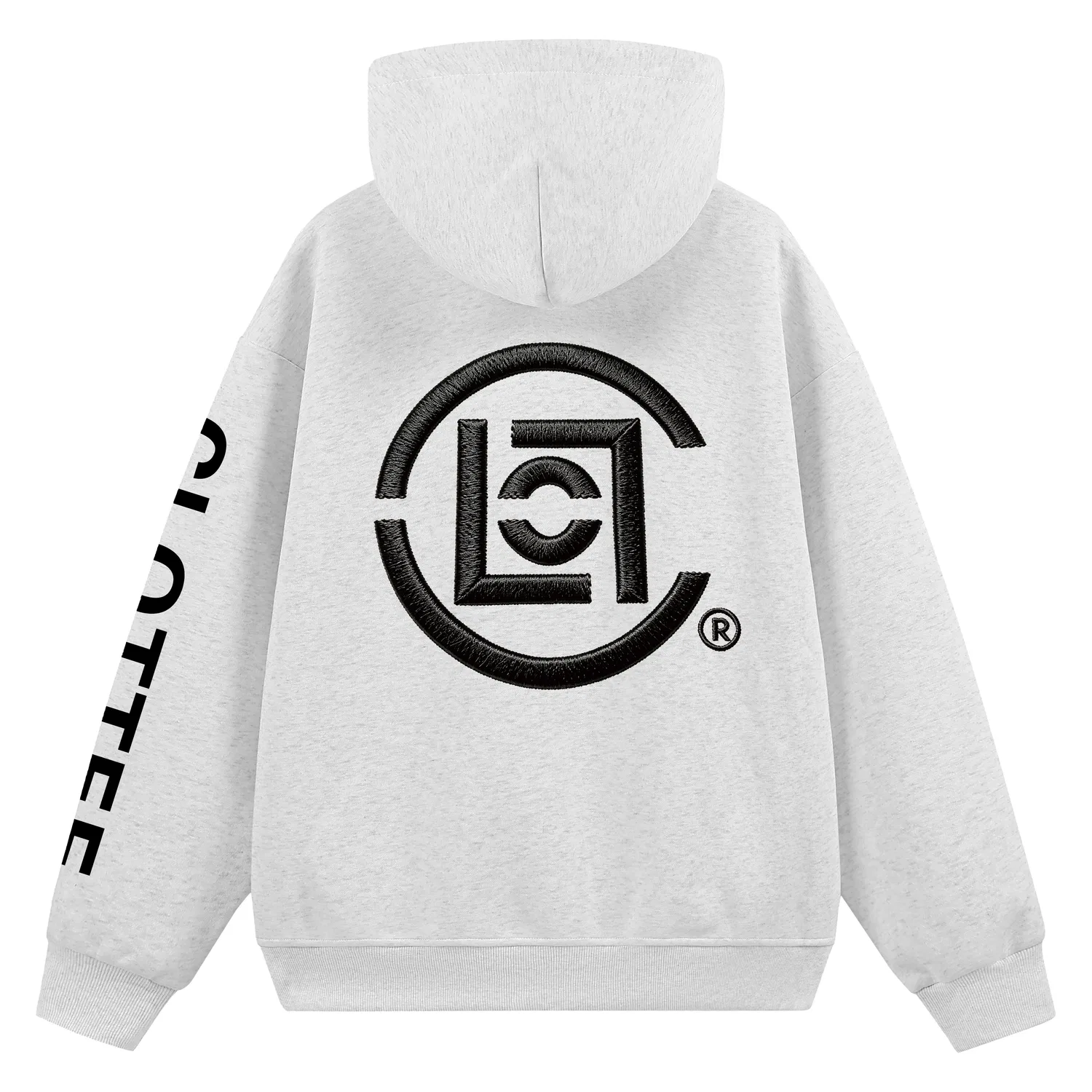 Детское худи с капюшоном и вышивкой CLOT, White Heather Gray-Black Logo