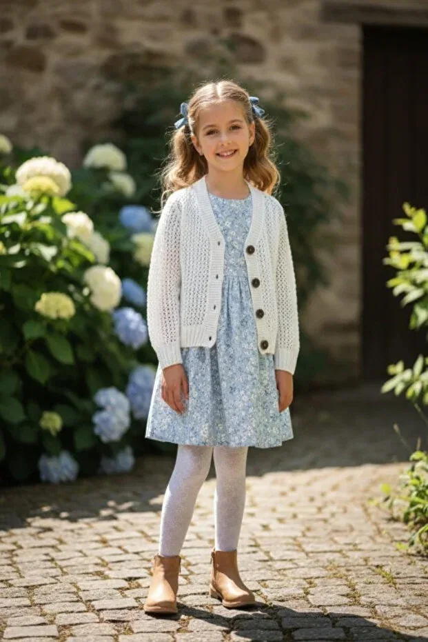 Детский кардиган для девочек с ажурным узором Meriç Bebe - Bütün Çocuklar Melektir. Mrc, Ecru (Cream)