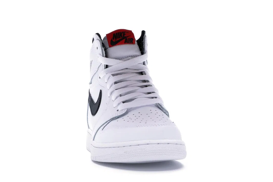 Детские кроссовки с перфорированной кожей Jordan 1 Retro High Yin Yang White, White/Black-White — фото 2