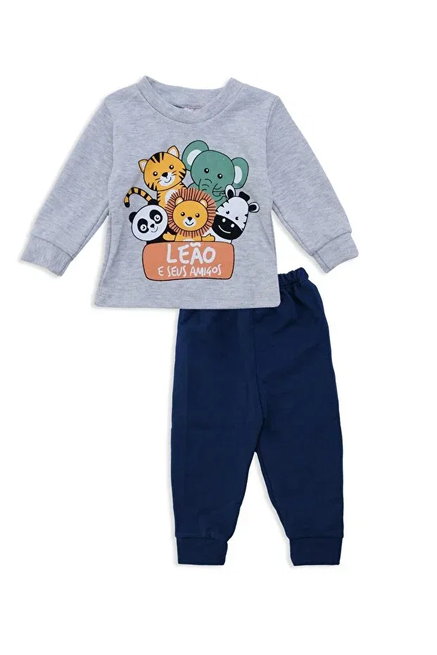 Детский спортивный костюм с принтом Lion Animal Print Bebelop, Gray