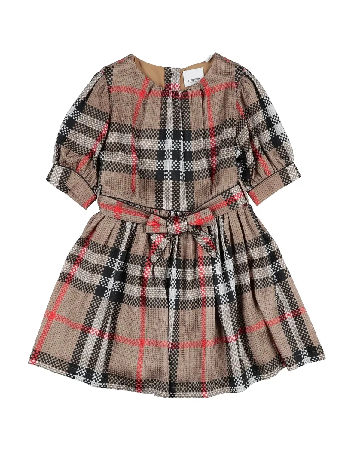 Детское платье для девочек сатиновое Burberry, коричневый