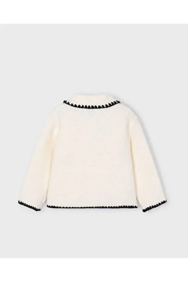 Детский кардиган для девочек с отложным воротником Baby Collar Detailed Buttoned Jacket Mayoral, Ecru — фото 3
