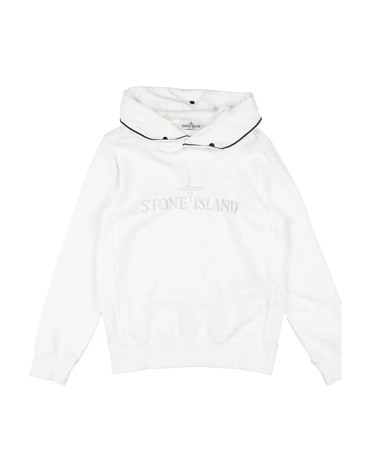 Детская худи для девочек с капюшоном из французского терри Stone Island Junior, белый
