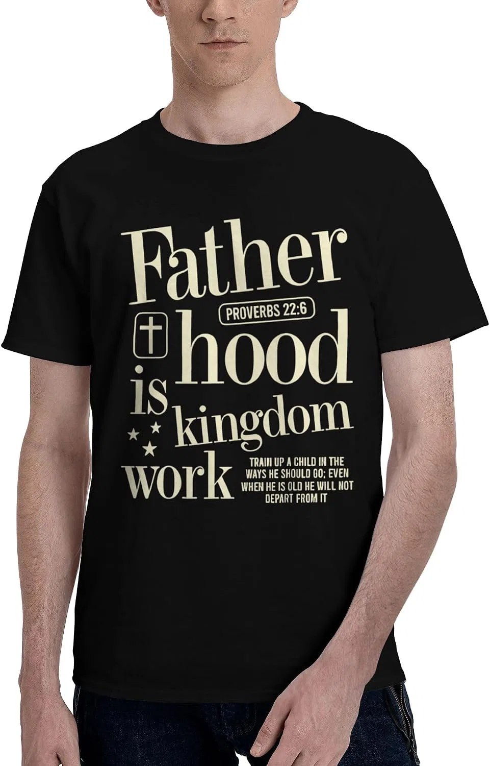 Мужская футболка с принтом Fatherhood is Kingdom Work Cross, Fatherhood Is Kingdom Work Cross