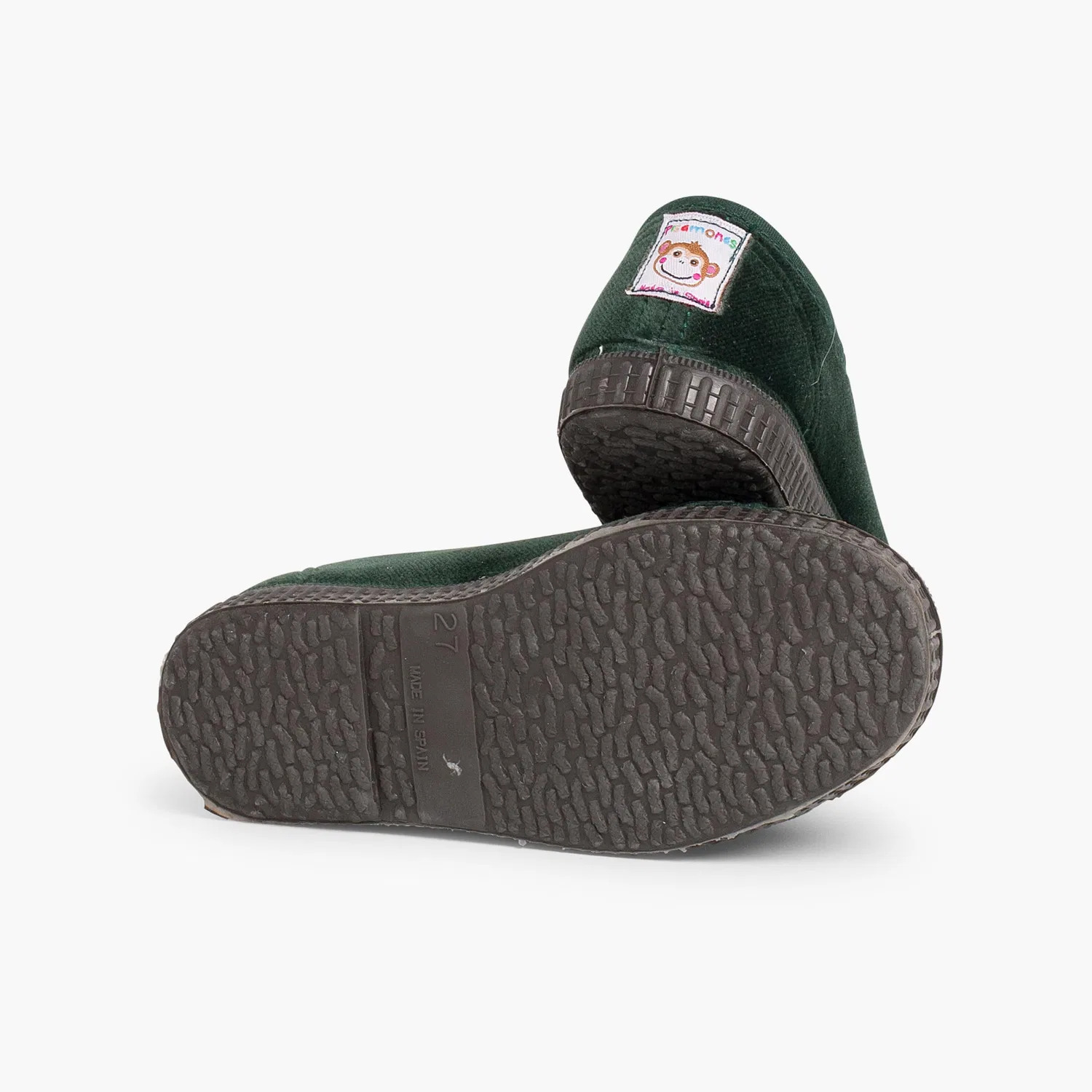 Детские туфли из вельвета с принтом Pisamonas Velvet Shoes With Laces Pisamonas, Green — фото 4