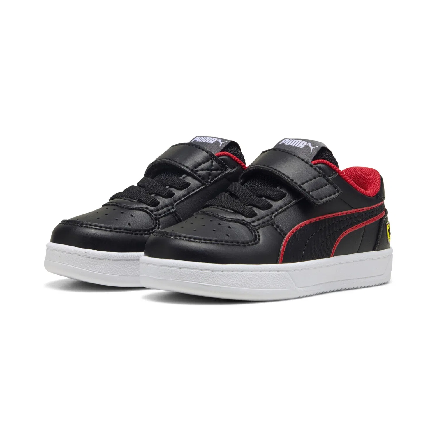 Детские спортивные кроссовки на платформе Scuderia Ferrari Caven 2.0 PUMA, Black Rosso Corsa Red