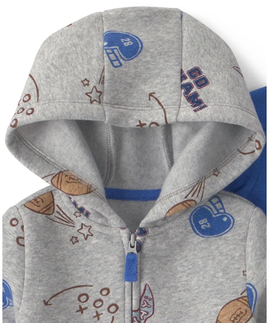 Комплект из 3 предметов с футбольным принтом, Go Team Football Carter's, Gray/Blue — фото 3