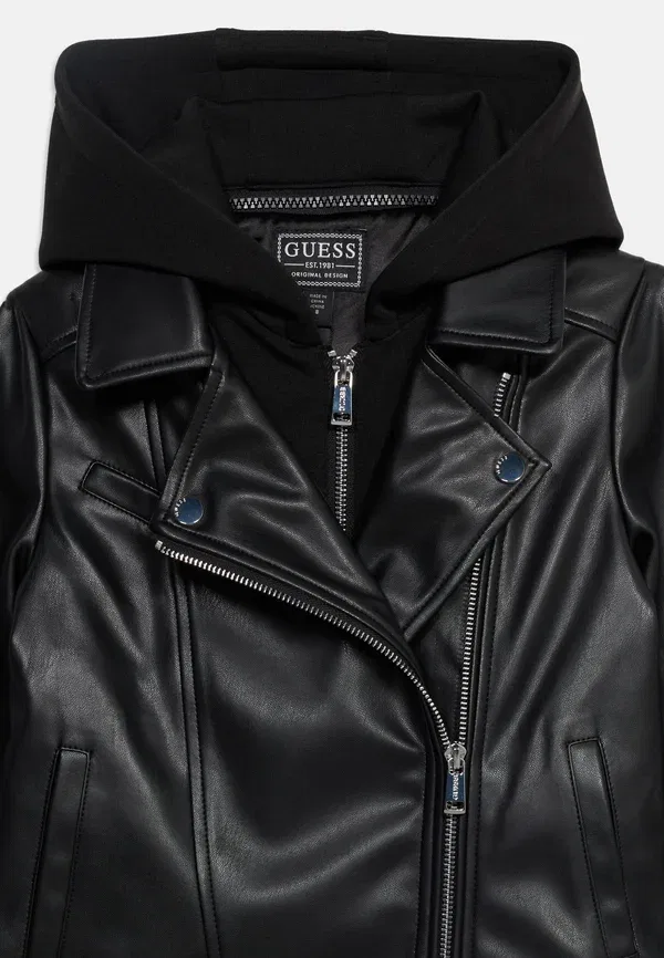 Куртка с капюшоном - куртка из искусственной кожи Guess, черный — фото 4