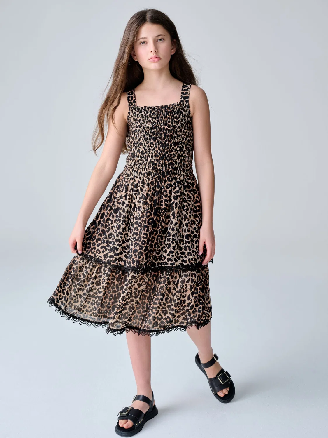 Платье с леопардовым принтом Shirred Tiered Dress smALLSAINTS, леопард
